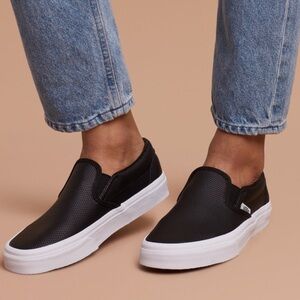 Vans Asher Black Perforated Slip-On Sneakers